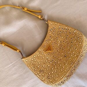 Prada Yellow Crystal-Studded Shoulder Bag